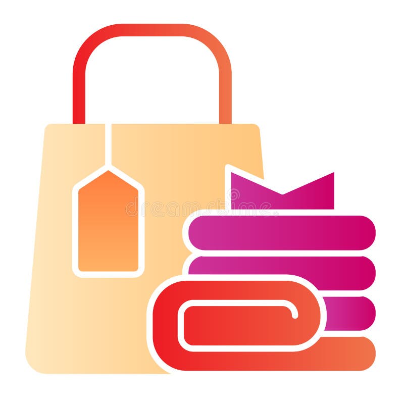 Ícone liso do saco de compras e da roupa O saco do mercado com compras colore ícones no estilo liso na moda Inclinação de Shopaho ilustração do vetor Ícone liso do saco de compras e da roupa O saco do mercado com compras colore ícones no estilo liso na moda Inclinação de Shopaho ilustração do vetor