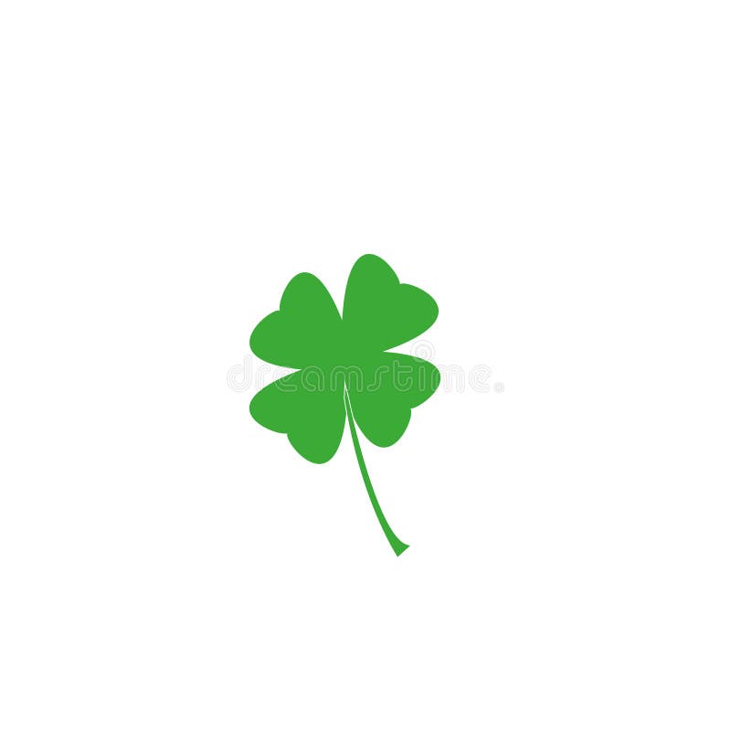 Ícone liso do trevo no fundo branco Trevo de quatro folhas isolado no branco, ilustração para o dia do ` s de St Patrick ilustração stock Ícone liso do trevo no fundo branco Trevo de quatro folhas isolado no branco, ilustração para o dia do ` s de St Patrick ilustração stock