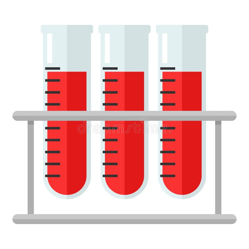 Ícone liso dos tubos de ensaio da análise de sangue isolado no branco ilustração royalty free Ícone liso dos tubos de ensaio da análise de sangue isolado no branco ilustração royalty free