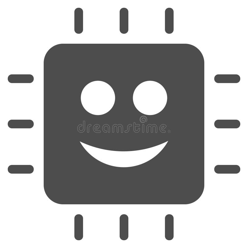 Ícone liso feliz do processador central ilustração stock