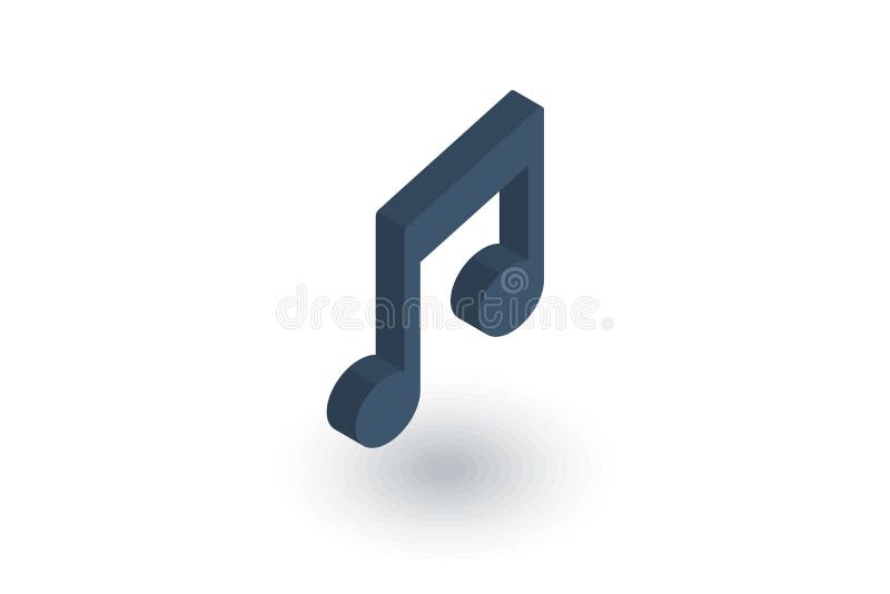 Ícone liso isométrico do símbolo da nota da música vetor 3d ilustração royalty free Ícone liso isométrico do símbolo da nota da música vetor 3d ilustração royalty free