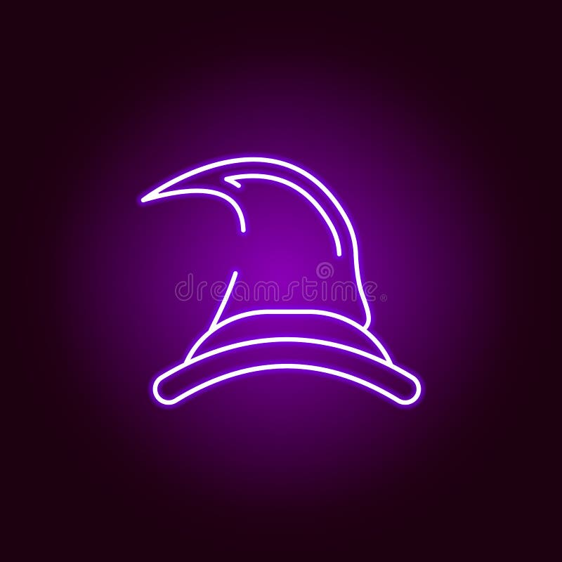 ícone mágico do chapéu no estilo de néon Elemento da ilustra??o do Dia das Bruxas Sinais e ?cone para Web site, design web da col ilustração royalty free ícone mágico do chapéu no estilo de néon Elemento da ilustra??o do Dia das Bruxas Sinais e ?cone para Web site, design web da col ilustração royalty free