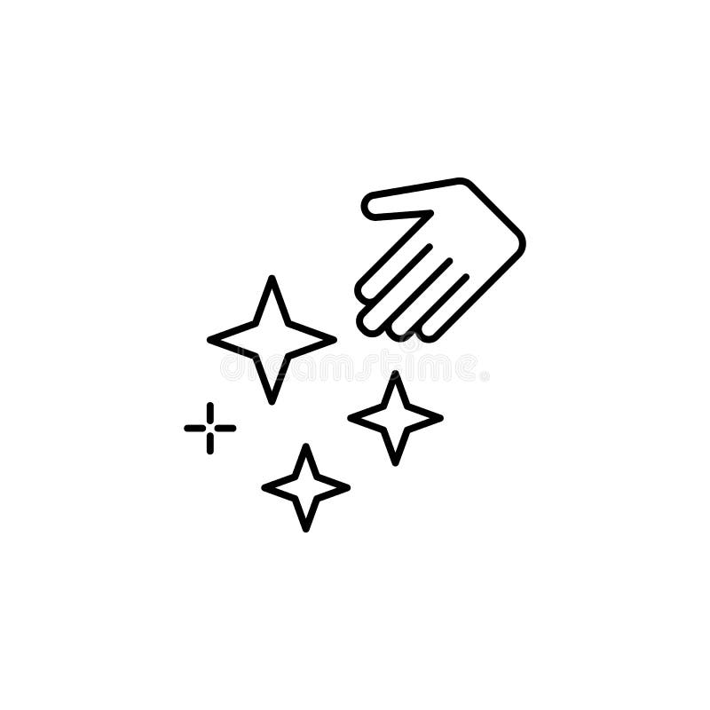 Ícone mágico do esboço da mão e das estrelas Os sinais e os símbolos podem ser usados para a Web, logotipo, app móvel, UI, UX ilustração royalty free Ícone mágico do esboço da mão e das estrelas Os sinais e os símbolos podem ser usados para a Web, logotipo, app móvel, UI, UX ilustração royalty free