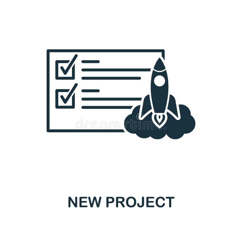 Ícone novo do projeto Projeto monocromático do estilo da coleção do ícone da gestão Ui Ícone novo do projeto do pictograma simple ilustração royalty free Ícone novo do projeto Projeto monocromático do estilo da coleção do ícone da gestão Ui Ícone novo do projeto do pictograma simple ilustração royalty free