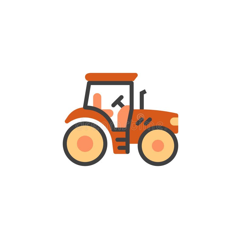 Farm tractor flat icon, vector sign, colorful pictogram isolated on white. Symbol, logo illustration. Flat style design. Farm tractor flat icon, vector sign, colorful pictogram isolated on white. Symbol, logo illustration. Flat style design