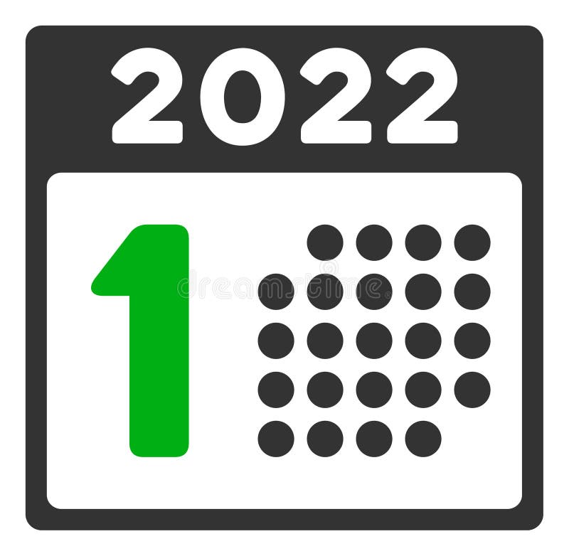 Ícone plano raster do primeiro dia 2022 ilustração stock