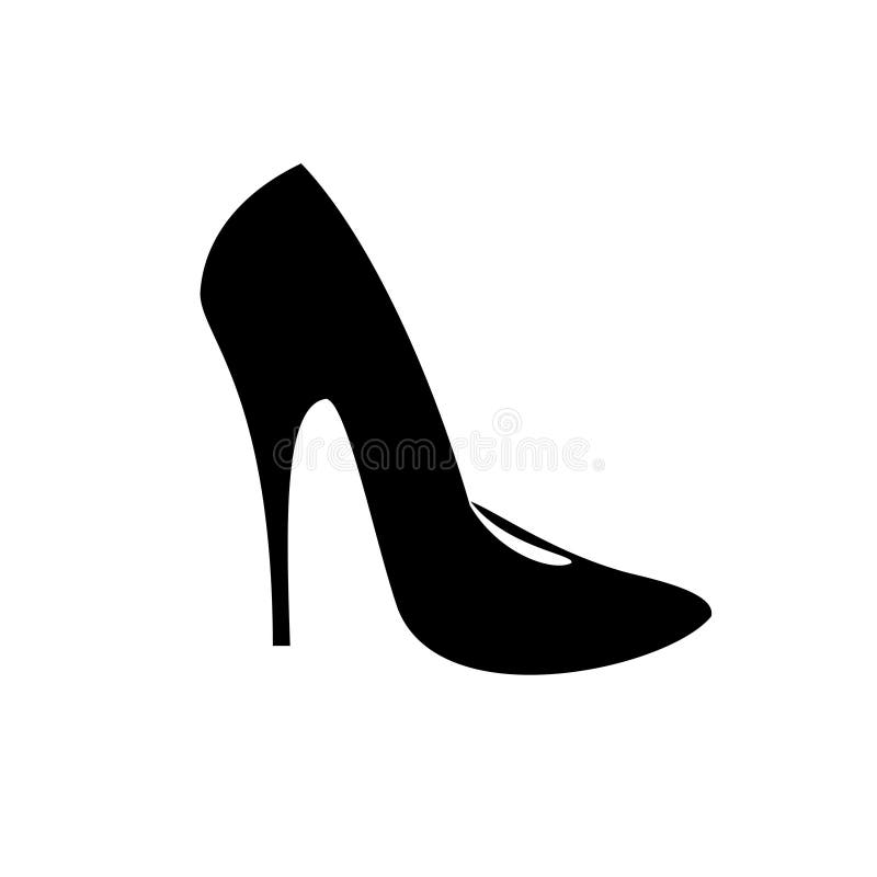 Black icon of fashionable women`s high heel shoes, sign, logo, , silhouette of shoe. Black icon of fashionable women`s high heel shoes, sign, logo, , silhouette of shoe