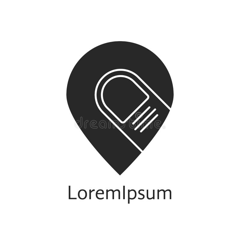 Ícone preto do pino com dedo indicador ilustração do vetor