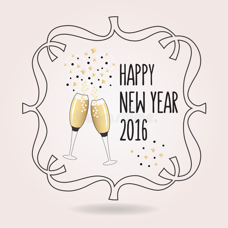 Ícone preto e dourado abstrato dos elogios do ano novo feliz 2016 ilustração do vetor Ícone preto e dourado abstrato dos elogios do ano novo feliz 2016 ilustração do vetor