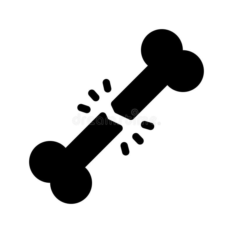 Ícone quebrado do vetor do glyph do osso ilustração royalty free Ícone quebrado do vetor do glyph do osso ilustração royalty free