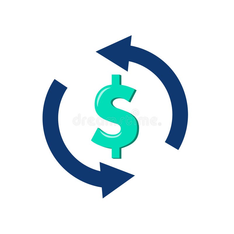 Currency exchange simple icon. Money Transfer sign. Dollar in rotation arrow symbol. Quality design elements. Classic style. Vector business financial return or turnover. Money refund. Currency exchange simple icon. Money Transfer sign. Dollar in rotation arrow symbol. Quality design elements. Classic style. Vector business financial return or turnover. Money refund