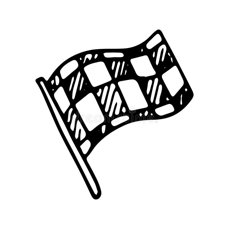 Ícone tirado mão da garatuja da bandeira da raça Esboço preto tirado mão sinal ilustração do vetor Ícone tirado mão da garatuja da bandeira da raça Esboço preto tirado mão sinal ilustração do vetor