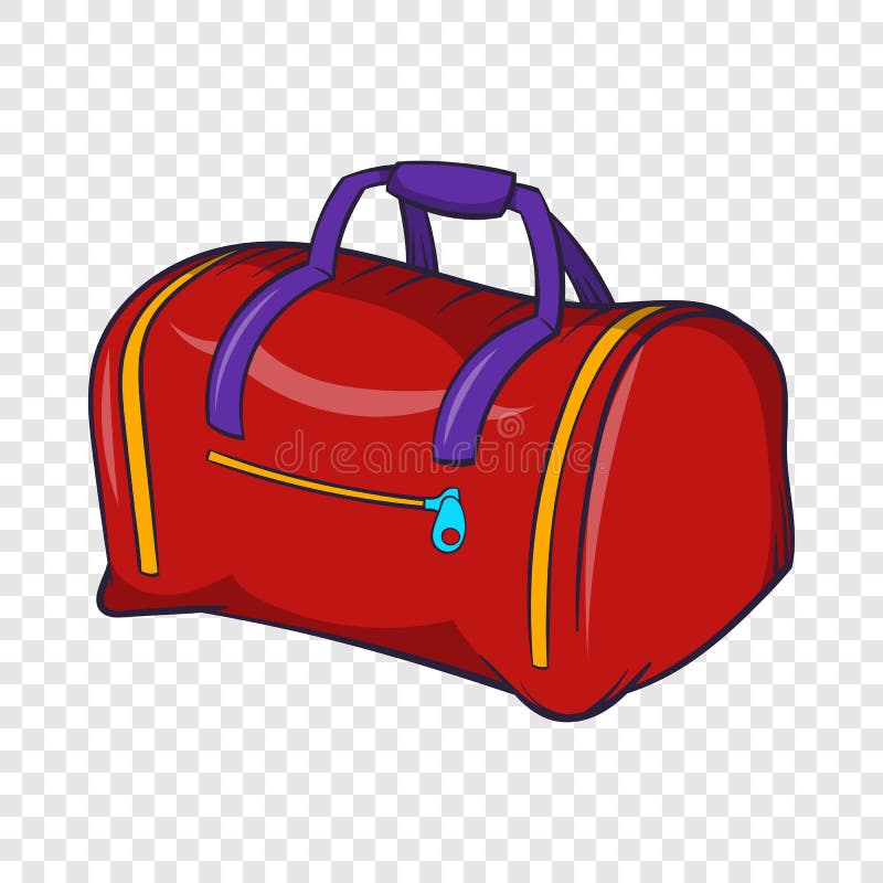Ícone vermelho do saco dos esportes, estilo dos desenhos animados
