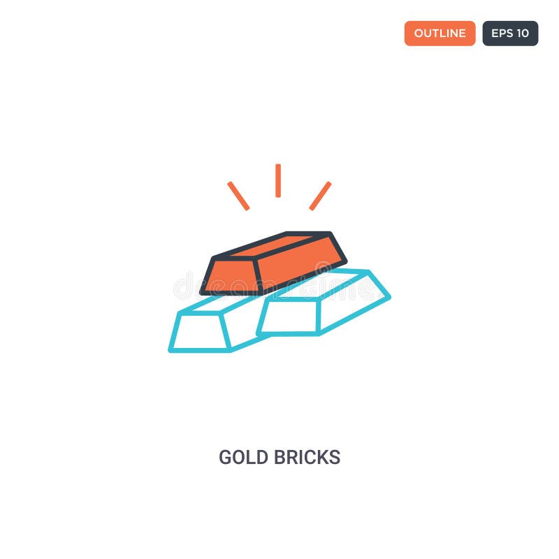 Ícone vetor de linha do conceito de 2 tijolos de ouro a cores podem ser usados dois ícones isolados de tijolos dourados com cores ilustração do vetor Ícone vetor de linha do conceito de 2 tijolos de ouro a cores podem ser usados dois ícones isolados de tijolos dourados com cores ilustração do vetor