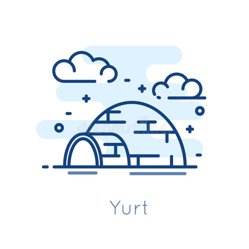 Ícone Yurt no fundo branco Linha fina projeto liso Vetor ilustração stock Ícone Yurt no fundo branco Linha fina projeto liso Vetor ilustração stock
