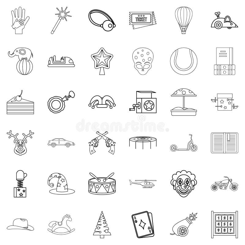 Ícones ajustados, estilo do conto do esboço ilustração stock Ícones ajustados, estilo do conto do esboço ilustração stock