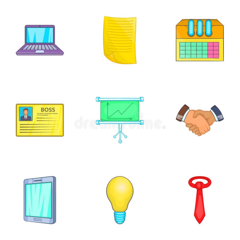Download Ícones Ajustados, Estilo Do Corporaçõ Dos Desenhos Animados Ilustração do Vetor - Ilustração de objeto, laptop: 80100326