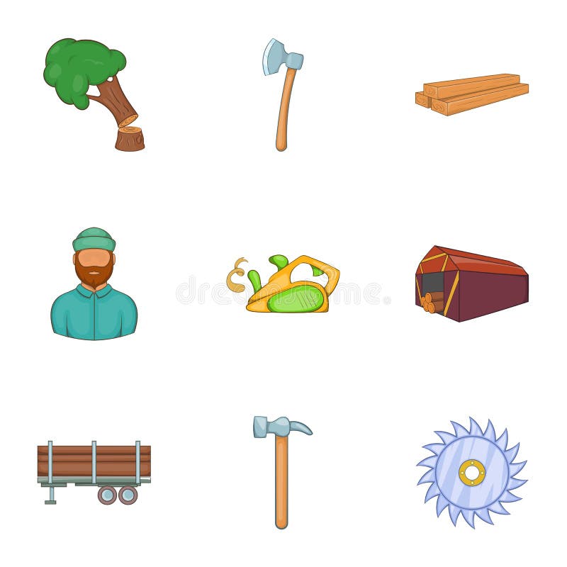 Download Ícones Ajustados, Estilo Do Sawing Dos Desenhos Animados Ilustração do Vetor - Ilustração de compra, desenhado: 80101274