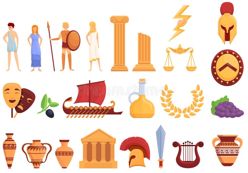 ícones antigos da grécia definem o estilo do desenho animado