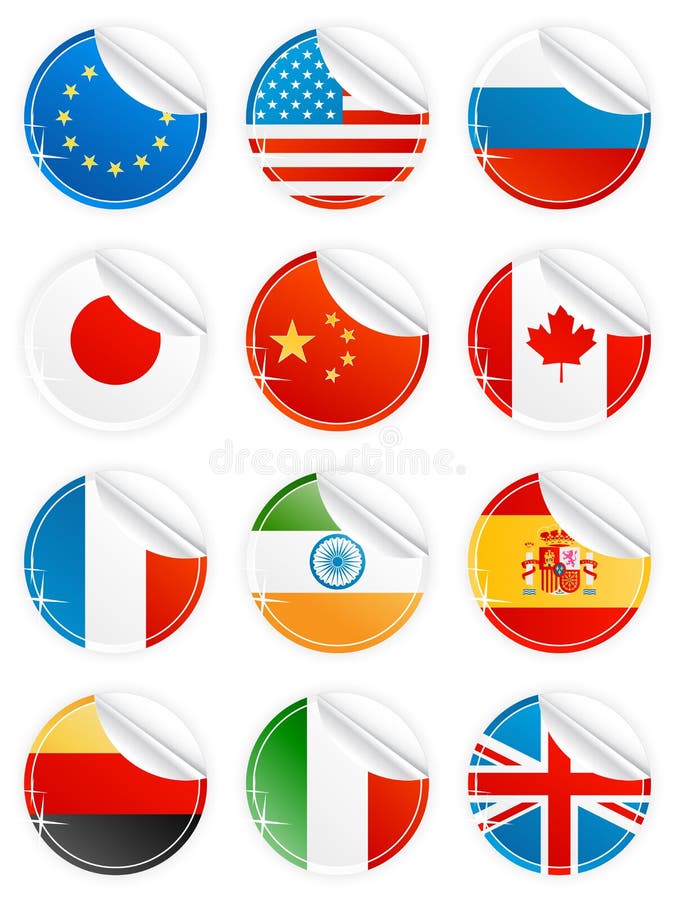 Ícones brilhantes do nacional da casca ilustração royalty free