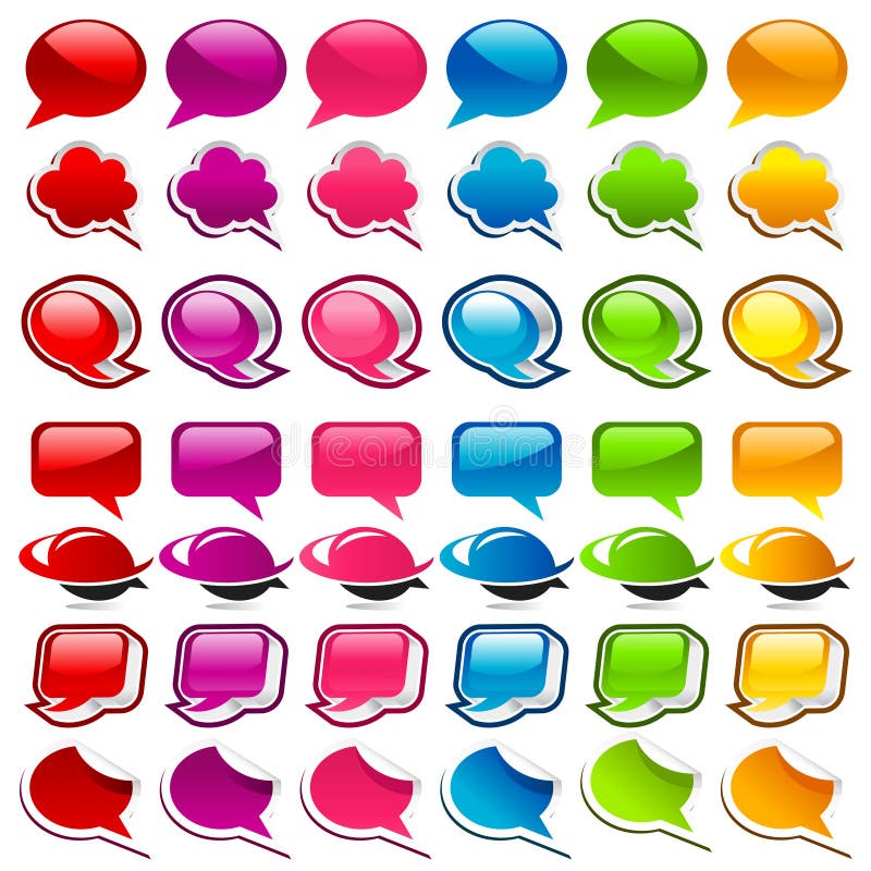 Ícones de Balões de Fala Coloridos ilustração stock