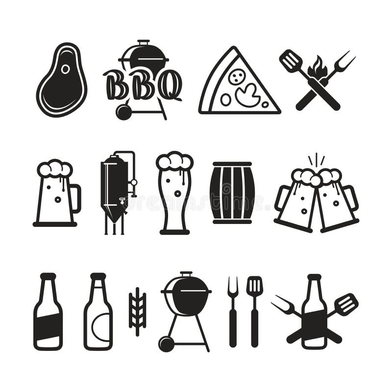 Ícones da cerveja do assado e do ofício ilustração do vetor Ícones da cerveja do assado e do ofício ilustração do vetor