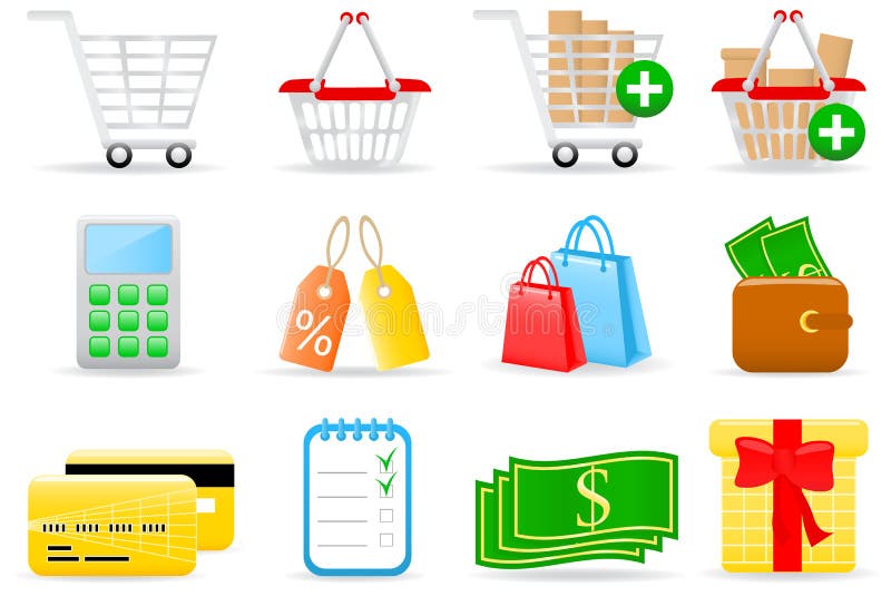 Vector illustration of shopping icons. Vector illustration of shopping icons