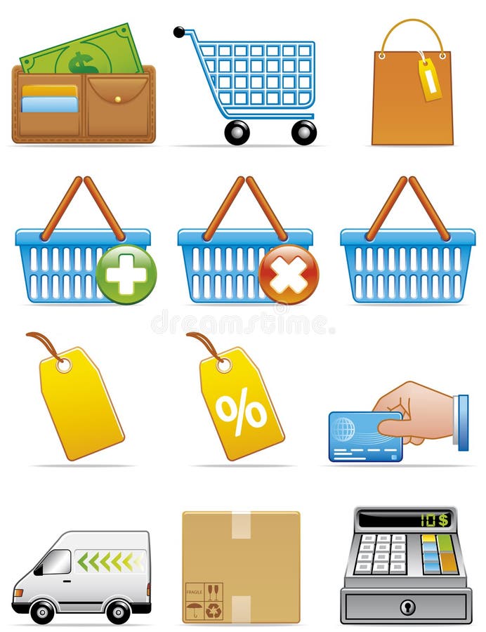 Vector illustration Set of shopping icons. Vector illustration Set of shopping icons