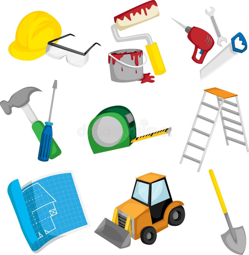 A vector illustration of a collection of construction icons. A vector illustration of a collection of construction icons