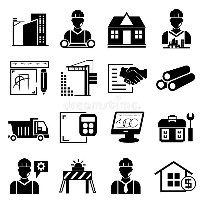 Ícones da engenharia e da construção ilustração stock Ícones da engenharia e da construção ilustração stock