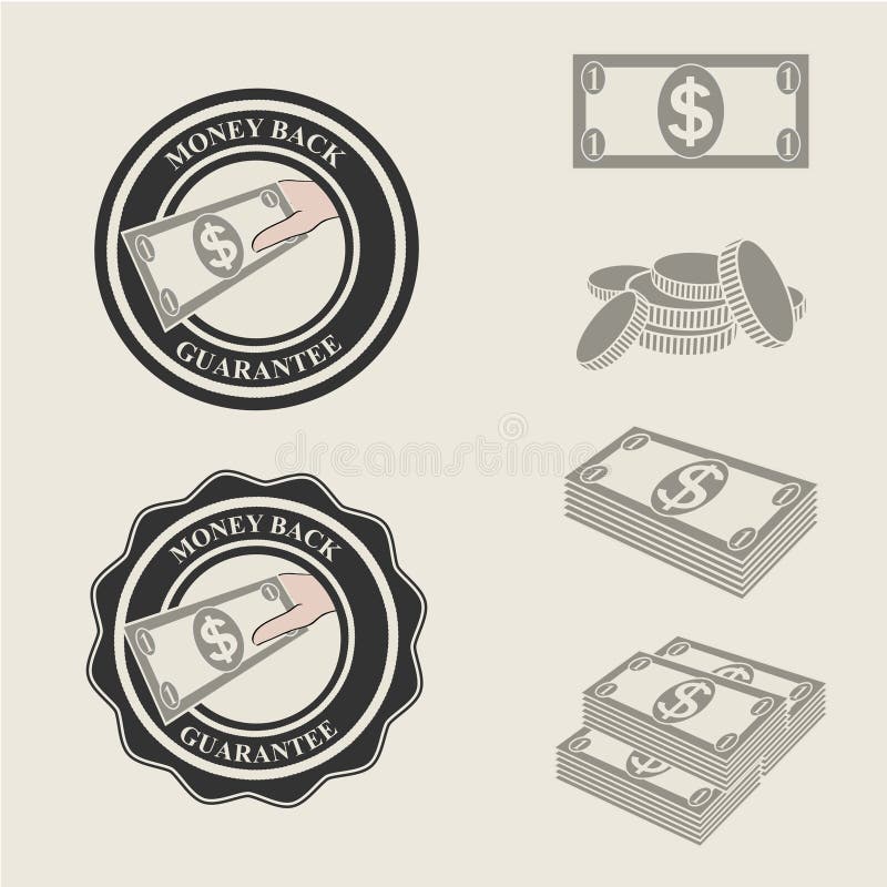 Money back guarantee icons and symbols of payment - illustration. Money back guarantee icons and symbols of payment - illustration