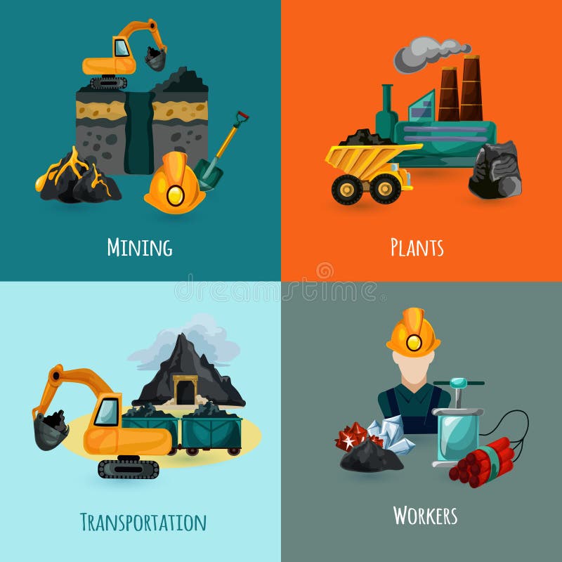 Ícones da mineração ajustados ilustração royalty free Ícones da mineração ajustados ilustração royalty free