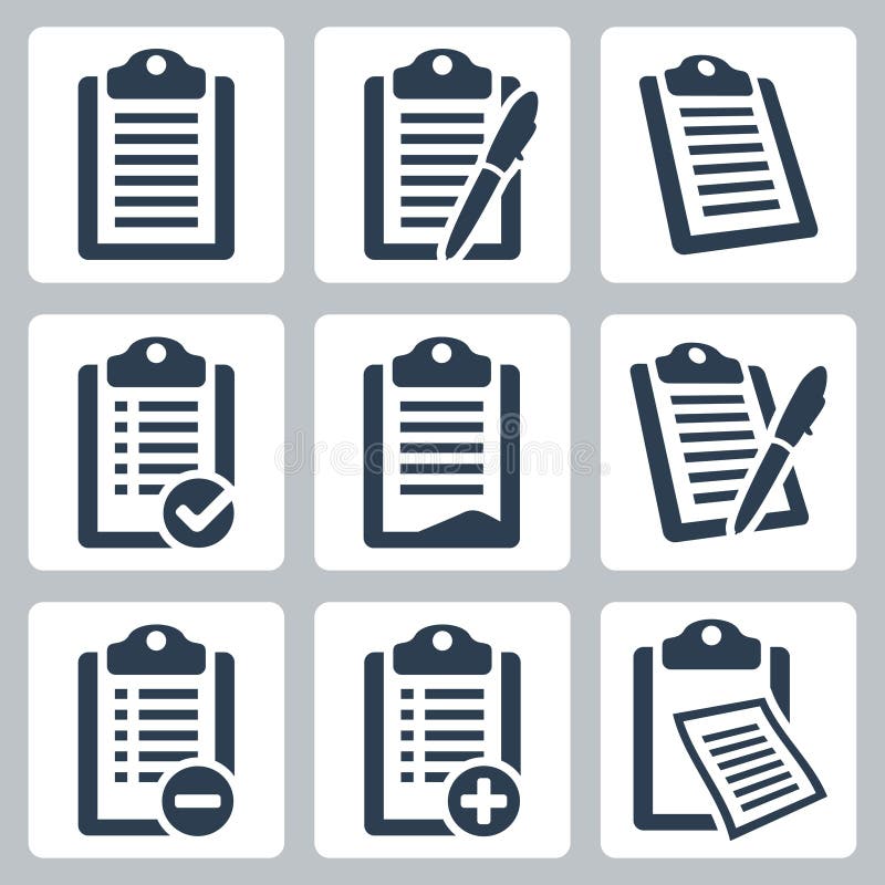 Conjunto de ícones de área de transferência vetorial ilustração do vetor