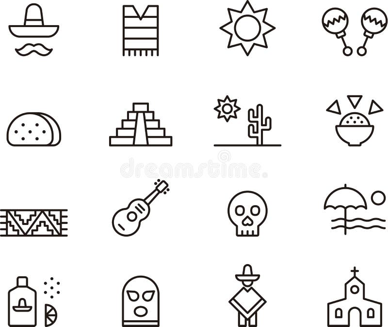 Ícones de México ilustração royalty free Ícones de México ilustração royalty free