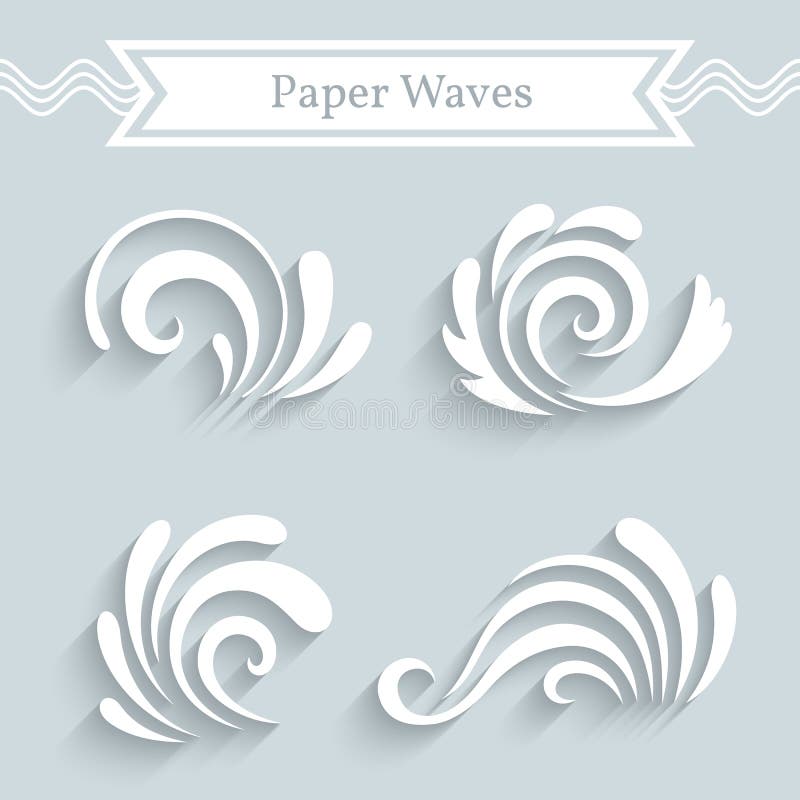 Ícones de papel da onda ilustração do vetor Ícones de papel da onda ilustração do vetor
