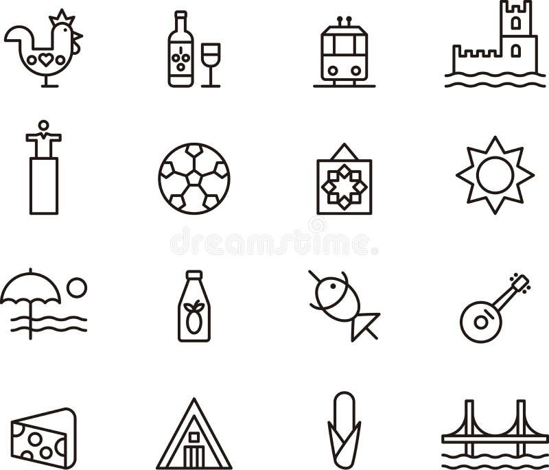 Ícones de Portugal ilustração do vetor Ícones de Portugal ilustração do vetor
