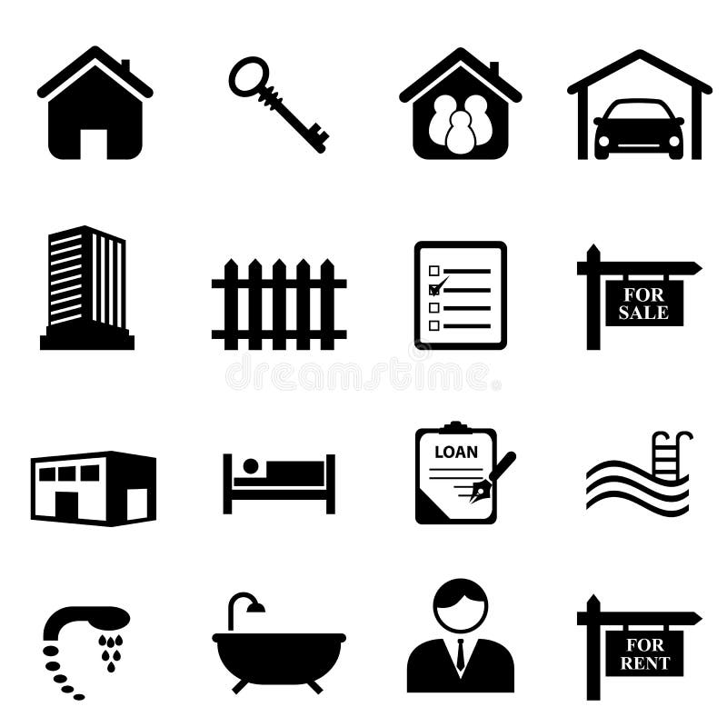 Ícones de Real Estate ilustração stock Ícones de Real Estate ilustração stock