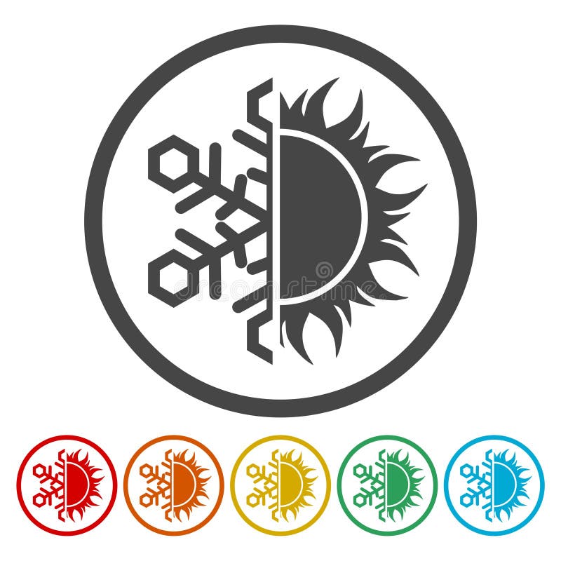 Ícones de sol e floco de neve ilustração do vetor