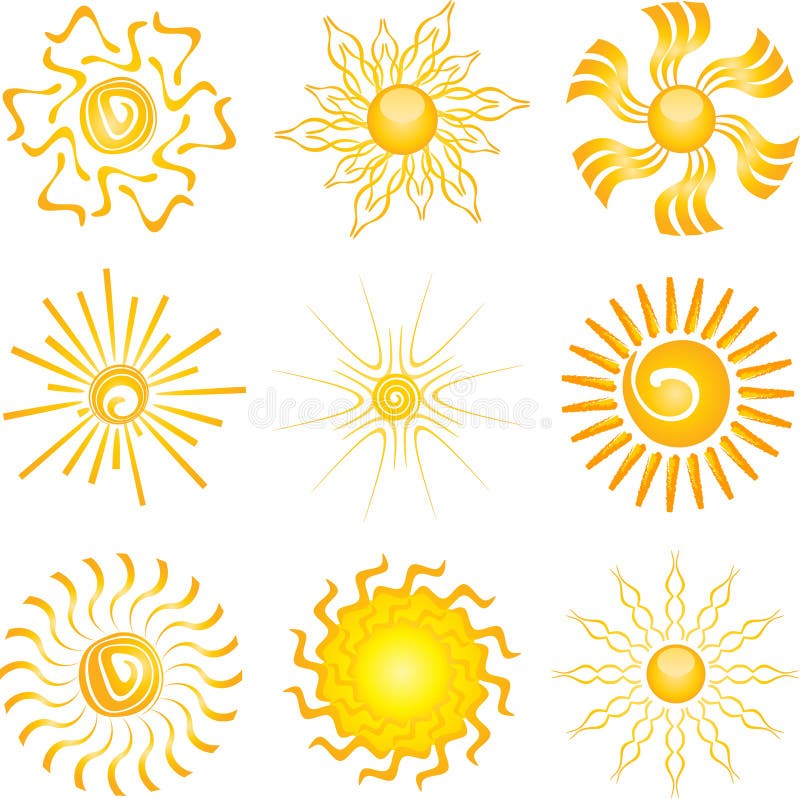 Ícones de sol ilustração royalty free