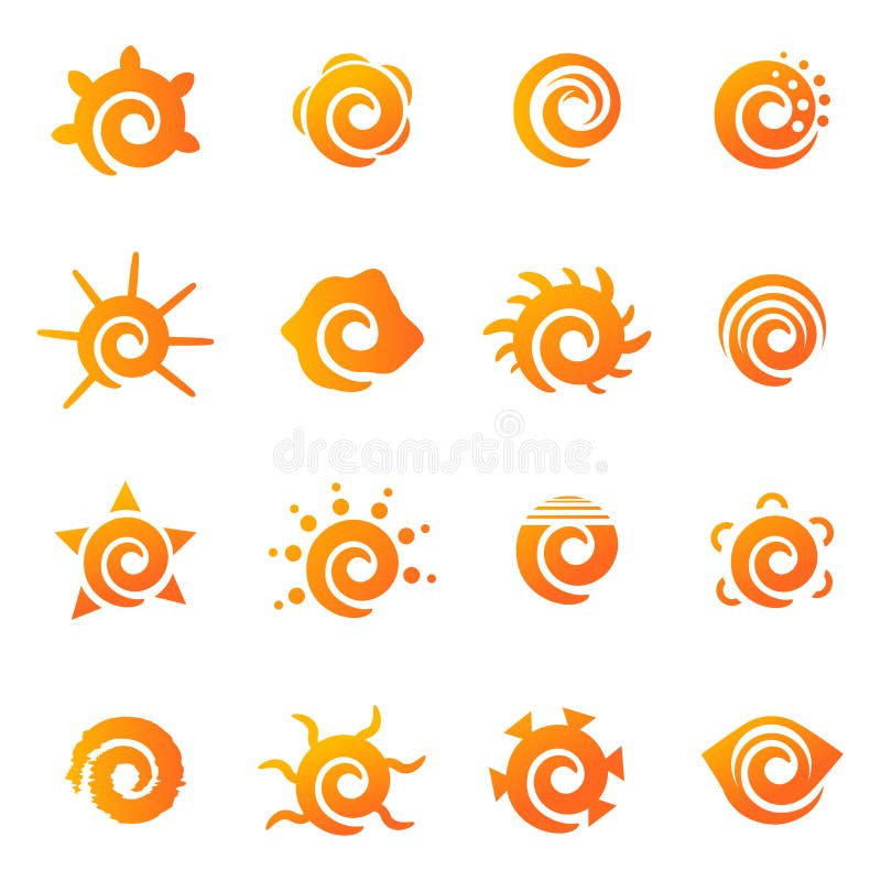 Conjunto de ícones de sol ilustração do vetor