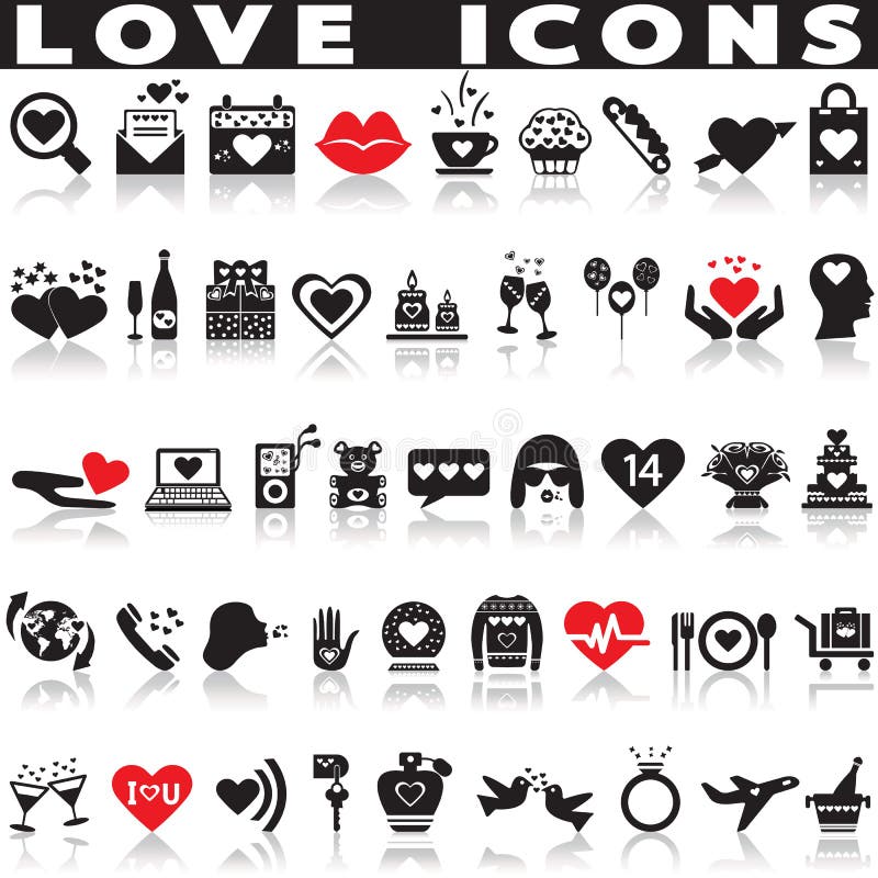 Ícones do amor ajustados ilustração do vetor Ícones do amor ajustados ilustração do vetor
