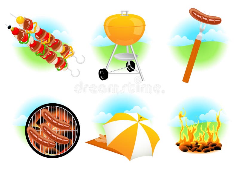 Barbeque icons, illustration; AI file included. Barbeque icons, illustration; AI file included