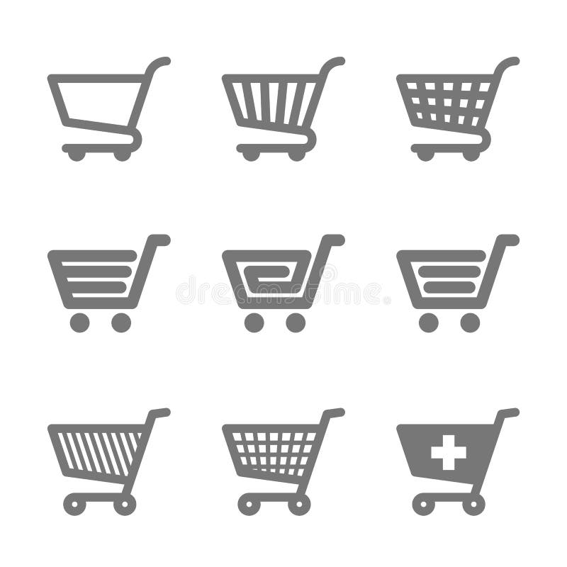 Shopping cart icons illustration on white. Shopping cart icons illustration on white