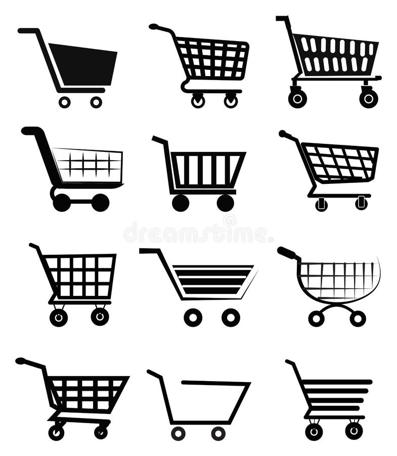 Set of Shopping Cart Icons in black. Set of Shopping Cart Icons in black.