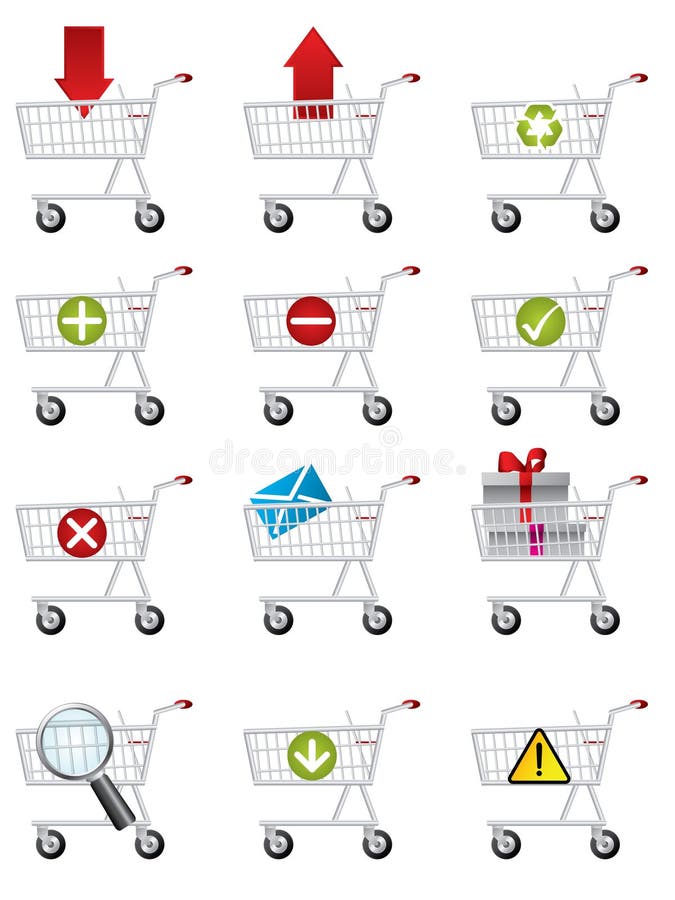 Ícones do carro de compra ilustração do vetor Ícones do carro de compra ilustração do vetor