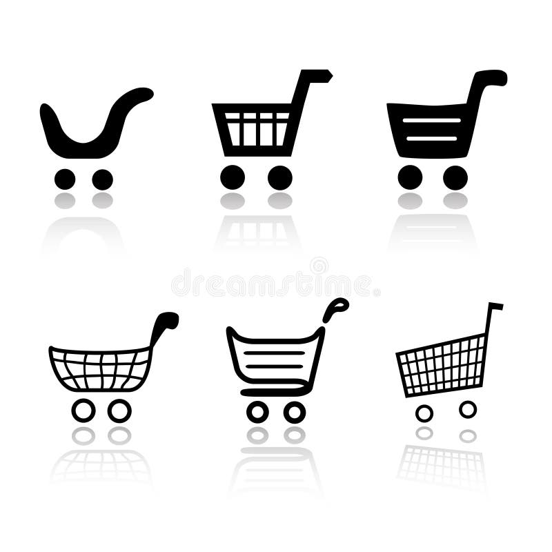 Set of 6 shopping cart icon variations. Set of 6 shopping cart icon variations