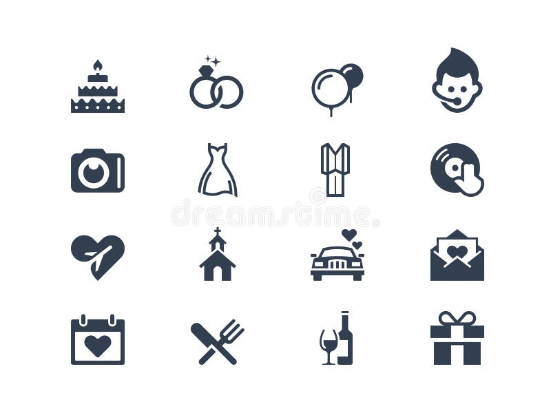 Ícones do casamento ilustração royalty free Ícones do casamento ilustração royalty free