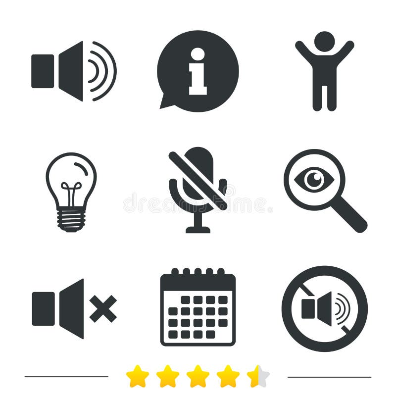 Ícones do controle do jogador Som, microfone e mudo ilustração royalty free Ícones do controle do jogador Som, microfone e mudo ilustração royalty free
