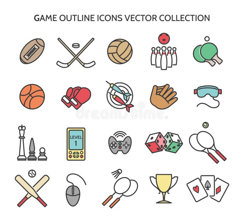 Ícones do esboço do jogo ilustração do vetor Ícones do esboço do jogo ilustração do vetor