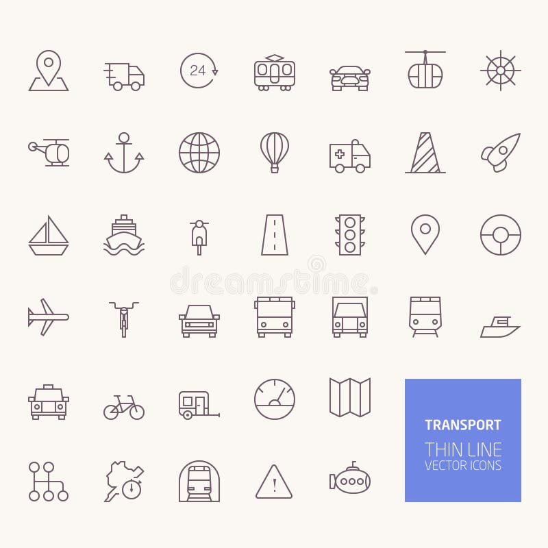 Ícones do esboço do transporte